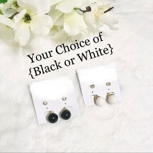 {2•N•1} Diamond Stud Post Earrings w/Ball Jackets